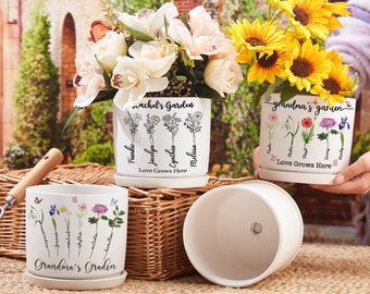 Vaso da fiori per nascita personalizzato,Vaso da fiori personalizzato per il mese per la mamma,Regalo personalizzato per la nonna,Vaso da fiori per esterno,Regalo per la festa della mamma,Regalo di compleanno