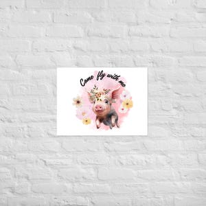 Pig wall art for kids and teens, Pig wall decor, Dorm room art, Fun Pig poster