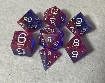 Galaxy Set - Juego de dados de resina poliédrica de borde afilado de 23 mm