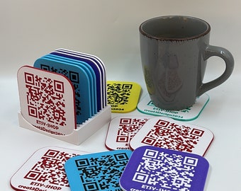 QR code // coasters // personalized // party // wedding // logo // restaurant // decoration // beer mats