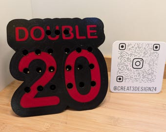 Dart Gift for 40th Birthday – Double 20 Dart Holder – Gift for Dart Players – 3D Printed Decoration
