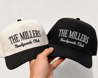 Custom Embroidered Newlyweds Wedding Party Hats, Personalized Wedding Date Hats, Newlywed Couple Gift, Newlyweds Club Hat, Wedding Club Hats
