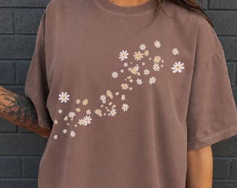 Daisies in the Wind Shirt, Comfort Colors® Shirt, Floral Graphic Tee, Daisy Shirt, Wildflower Shirt