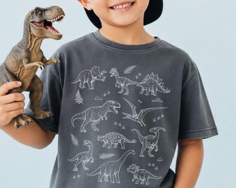 Kids Vintage Dinosaur Comfort Colors® Shirt, Dinosaur T-Shirt for Kids, Youth Prehistoric Dinosaur Graphic Tee, Dinosaur Museum Lover Gift