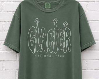 Retro Glacier National Park Comfort Colors® Shirt, Groovy Glacier Montana T-Shirt, Vintage Glacier Montana National Parks Vacation Gift