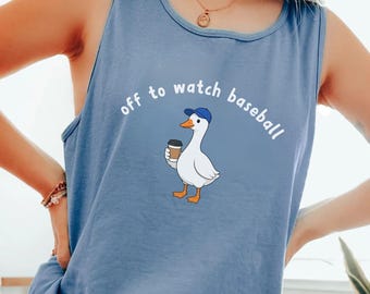 Funny Goose Baseball Comfort Colors® Tank Top, Cute Baseball Top for Mom, Summer Baseball Season Custom Team Top, Baseball Goose Tank Top