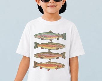 Kids Rainbow Trout National Park Comfort Colors® Shirt, Youth National Park Family Vacation Nature Outdoor Trout Fishing Graphic T-Shirt