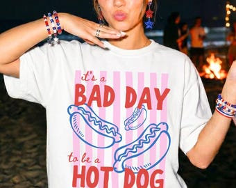 Bad Day To Be A Hot Dog Comfort Colors® Shirt, Cute Shirt For 4th of July Fireworks, July 4th Hot Dog Shirt, Funny USA Hotdog Shirt