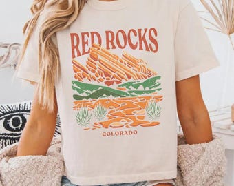 Retro 80s Red Rocks Shirt, Comfort Colors® Crop Top Shirt, Vintage Red Rocks Graphic Crop, Red Rocks Colorado Family Vacation Trip Crop Tee