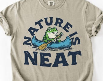 Nature Is Neat Frog Comfort Colors® Shirt, Retro National Park Shirt, Hiking Camping Adventure Graphic T-Shirt