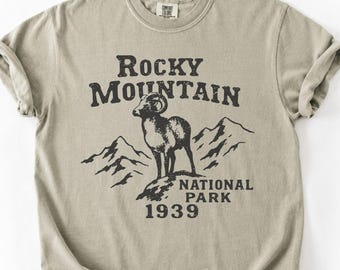 Rocky Mountain National Park Comfort Colors® Shirt, Retro Rocky Mountain Ram National Park Tee, Colorado Family Vacation Trip Gift T-Shirt