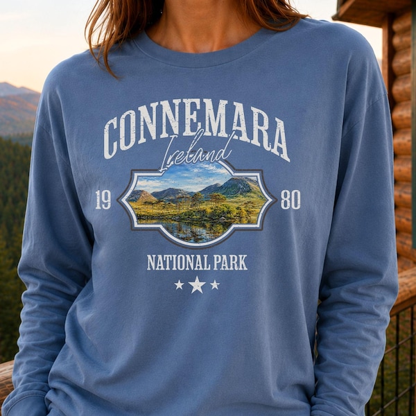 Connemara Ireland Comfort Colors® Long Sleeve Shirt, Vintage Connemara National Park Ireland, Visit Ireland Vacation Travel Tour Tee