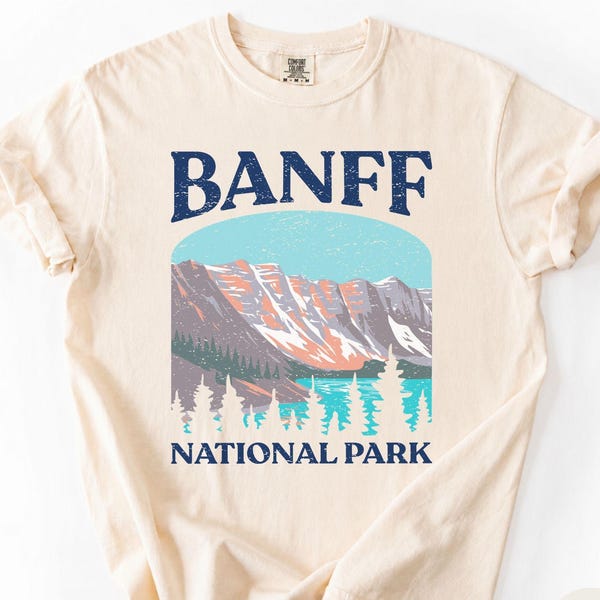 Chemise Comfort Colors® du parc national Banff, chemise rétro Banff Canada, randonnée camping aventure Parc national du lac Banff T-shirt graphique