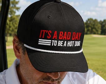 It's A Bad Day to Be A Hot Dog Embroidered Rope Hat, Summer Hot Dog Hat For Him, Summer Golf Hat, Hot Dog Golf Hat, Father's Day Gift