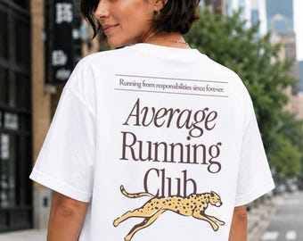 Average Running Club Comfort Colors® Shirt, Cheetah Running Graphic Tee, Shirt for Runners, Classy Running Shirt, Girls Running Apparel