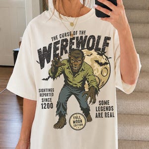 Vintage Werewolf Shirt, Comfort Colors® 90s Cult Classic Halloween Horror Movie Tee, Graveyard Wolfman Spooky Party Outfit, Witchy T-Shirt