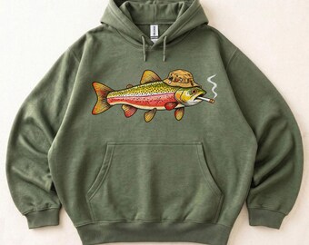 Smoking Trout Fish Hoodie, Distressed National Park Hoodie, Funny Protect Our Parks Hoodie for Him and Her, Family Wildlife Hoodie