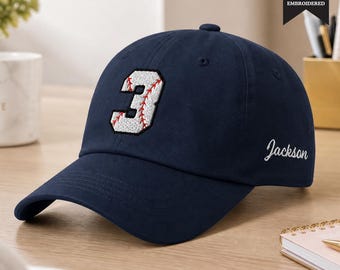 Custom Jersey Number Name Embroidered Adjustable Hat, Personalized Baseball Number Hat for Mom, Sports Baseball Season Custom Player Hat