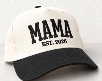 MAMA Embroidered Adjustable Trucker Hat, New Mom Hat, New Parent Hat, Baby Announcement Gift, New Dad Hat, New Mama Hat for Pregnancy