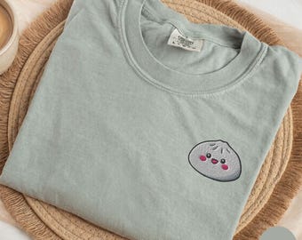 Cute Xiao Long Bao Dumpling Embroidered Comfort Colors® Shirt, Funny Dumpling Lover Shirt, Kawaii Dumpling Shirt