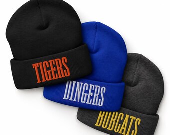 Custom Embroidered Sports Team Beanie, Team Mascot Beanie Cap, Winter Game Day Hat, Embroidered Team Beanie, College Team Beanie
