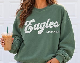Custom Distressed Mascot Comfort Colors® Sweatshirt, Game Day Sweater, Mascot Sports Team Mom Pullover, High School Sports Team Sweatshirt