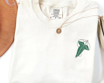 Leaf of Lorien Embroidered Comfort Colors® Unisex T-Shirt, Book Lover Shirt, Fantasy Adventure Book Reading Gifts