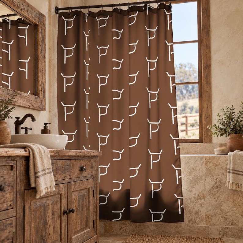 Custom Cattle Brand Shower Curtain, Cattle Brand Bathroom Gift ...