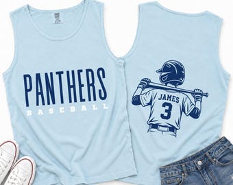 Custom Baseball Team Name Player Comfort Colors® Tank Top, Unisex Game Day Shirt, Cute Baseball Mom Top, Summer Baseball Custom Team Top