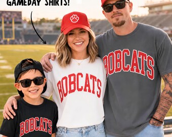 Matching Custom Sports Team Shirts, Distressed Team Mascot Family T-Shirts, Football Season Custom Team Name Gameday Tailgating Shirts