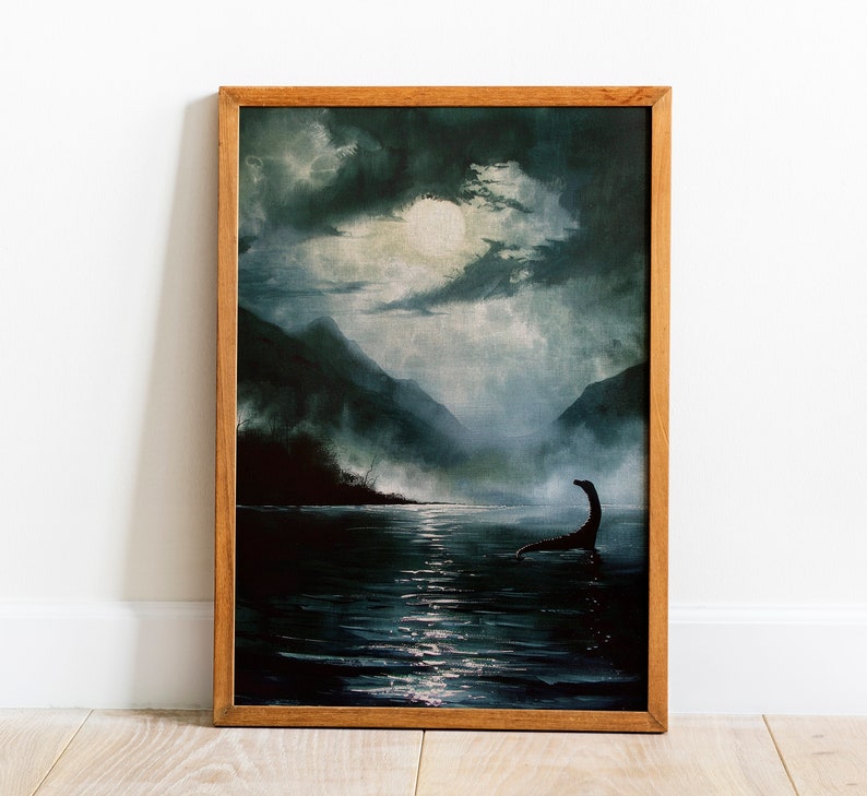 Loch Ness Monster Wall Art Poster, Vintage Nessie Wall Art, Electic ...