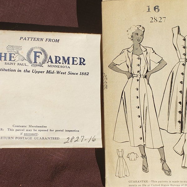 True 1950's Vintage Sundress & Bolero Pattern Size 16