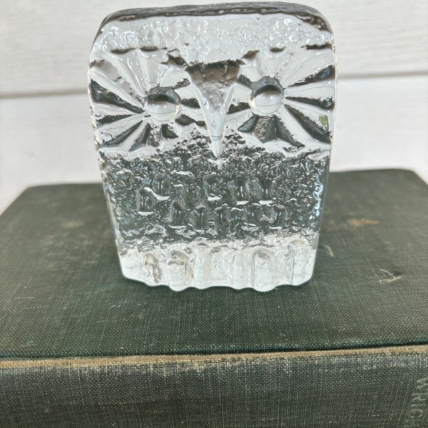 Blenko Glass Owl Paperweight, DAS Designs Ice Floe Series