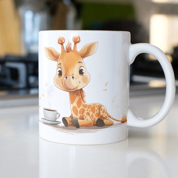 Adorable Baby Giraffe Mug - Perfect Gift for Animal Lovers! Cute Giraffe Coffee Cup, Handcrafted Ceramic, Unique Wildlife Design