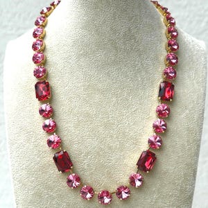 Anna Wintour Swarovski crystal collet necklace in Rose and Dark Rose