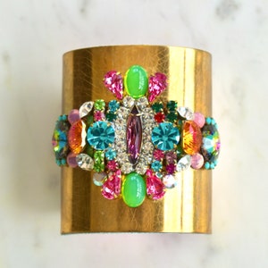 Boho Statement cuff bracelet  with Swarovski crystals
