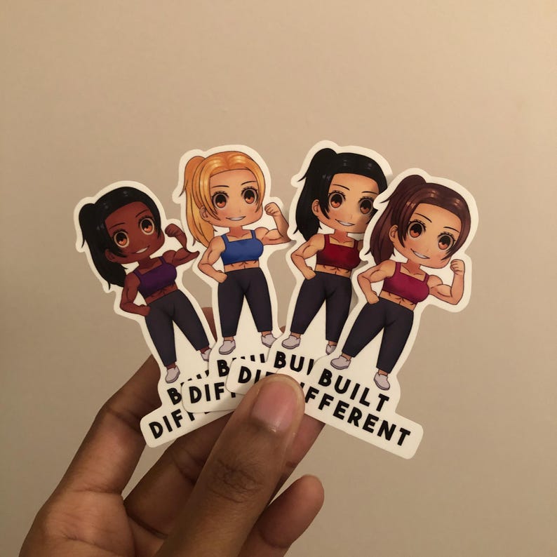 Gym Gal Sticker, Built Different, Chibi Woman, Fitness Goals, Gym ...