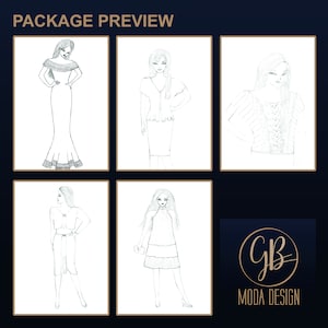 Glamour Fashion coloring page - Modella abito moda ~ Disegno Abito Donna ~ Schizzo di abbigliamento moda - Fashion Figures