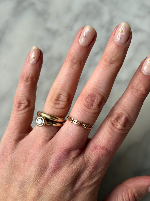 14k Solid Rose Gold “Mama” Ring - image 2