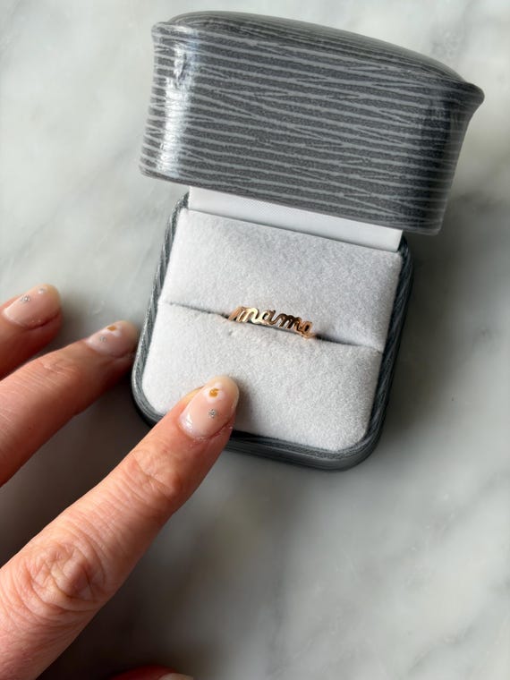 14k Solid Rose Gold “Mama” Ring - image 5