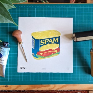 Spam - Lino Print