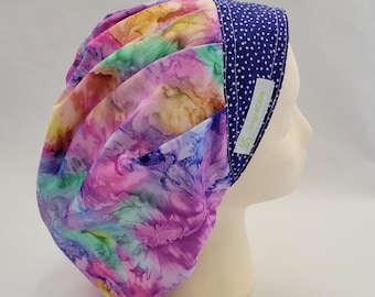 BrightCaps, Surgical Hat, Bouffant Cap, Watercolor pattern with Contrasting Headband