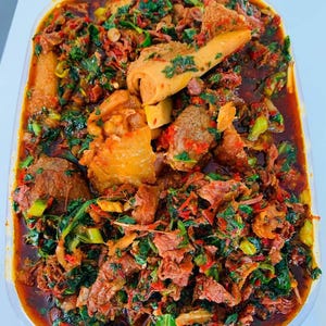Assorted Efo Riro – Rich Nigerian Spinach Stew with Meats & Full Flavor!
