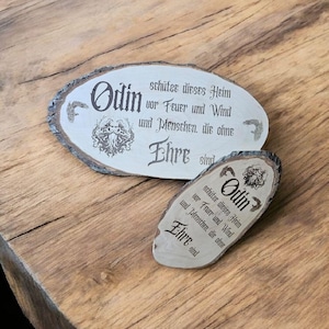 Sign, door sign, Odin protect this home, Odin, Viking decor, Vikings, Odin, Hugin, Munin, Valhalla, Walhalla, alder, tree slice