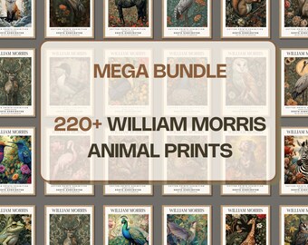 220+ William Morris Print Bundle - Animal Collection- William Morris Exhibition Prints, William Morris Digital Print, Animal Art Print