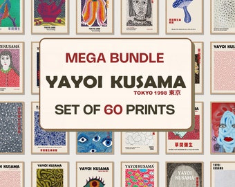 Yayoi Kusama Wall Art Bundle, Set of 60 Yayoi Kusama Prints, Museum Exhibition Posters, Japanese Art - Yayoi Kusama Digital Download