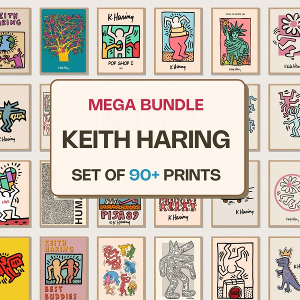 Keith Haring Print Bundle - Set of 90+ Prints - Keith Haring Poster Collection - Haring Gallery Wall Set - Pop Art Decor - Instant Download