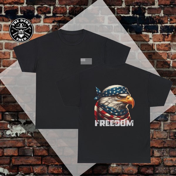 Eagle Freedom T-Shirt | Patriotic Bald Eagle Rifle Graphic T-shirt, Freedom Tee for Men, American Pride Shirt, for him, for boyfriend