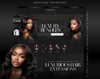 Hair Extension Shopify Theme, Boutique Website Template with Canva Banners (Digital Download)