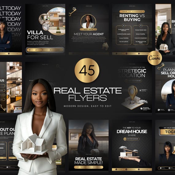 45 Real Estate Flyer Templates, Canva Realtor Marketing Kit, Property Listing, Open House & Just Listed Flyers for Agents